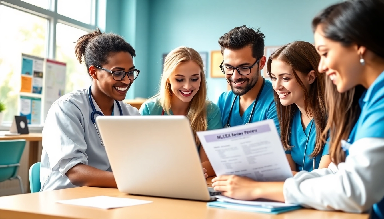Students engaged in study at the Houston Trusted Nclex review center, showcasing a collaborative environment.