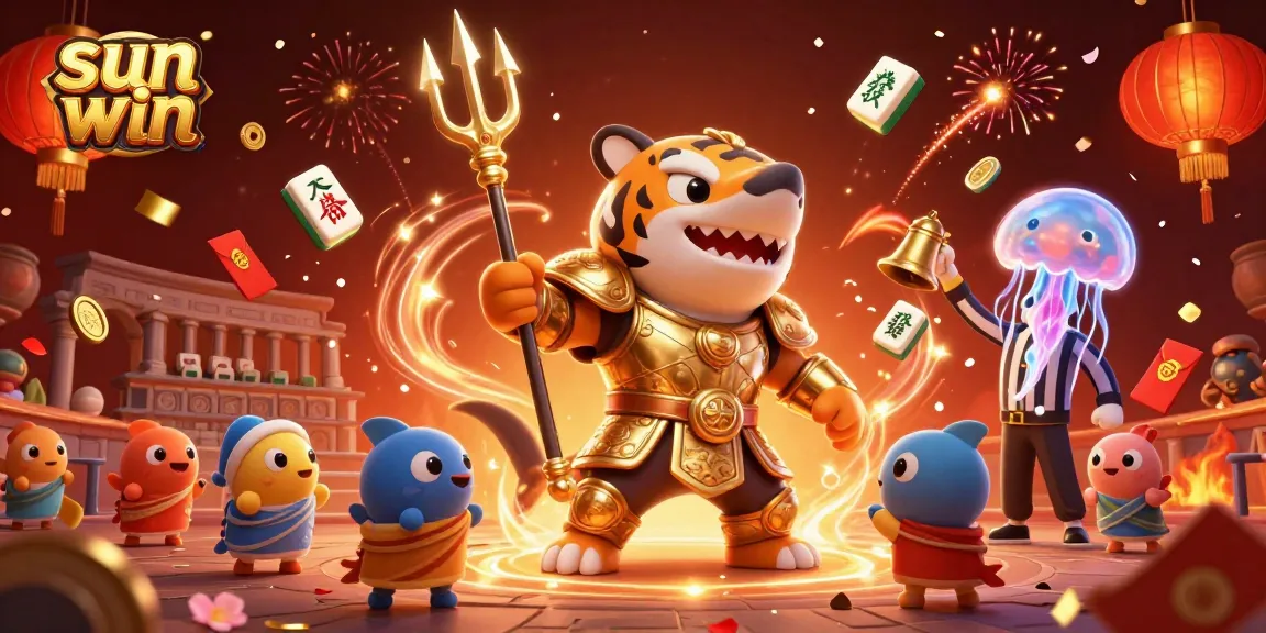 Experience thrilling gameplay with sun win as a tiger shark knight leads in a vibrant underwater colosseum.