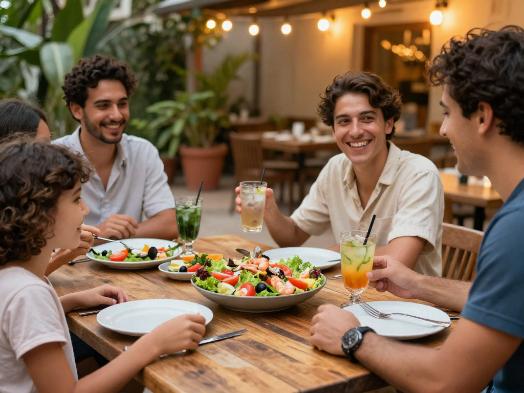 Best ensalada mixta near me enjoyed by family in a cozy outdoor setting.