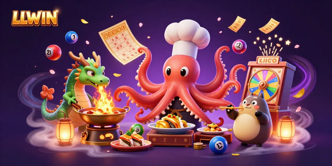 Experience gaming excitement at LLWIN with colorful lottery elements and enchanting characters in a vibrant scene.
