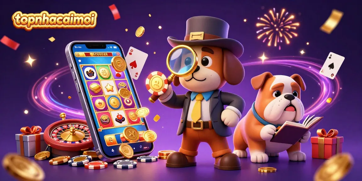 Engage with topnhacaimoi as a bloodhound detective explores poker clues in a vibrant casino scene.