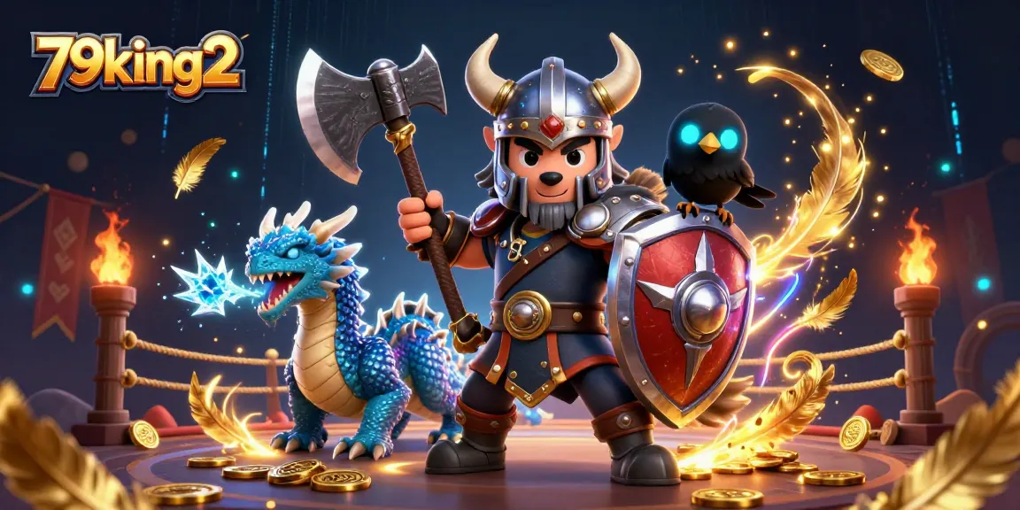 79king2 Viking warrior and dragon dominate the casino arena scene with thrilling gameplay.