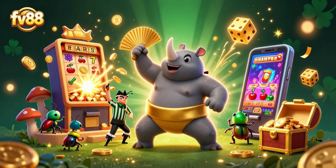 Experience thrilling jackpots at fv88 with this dynamic 3D casino scene bursting with excitement.