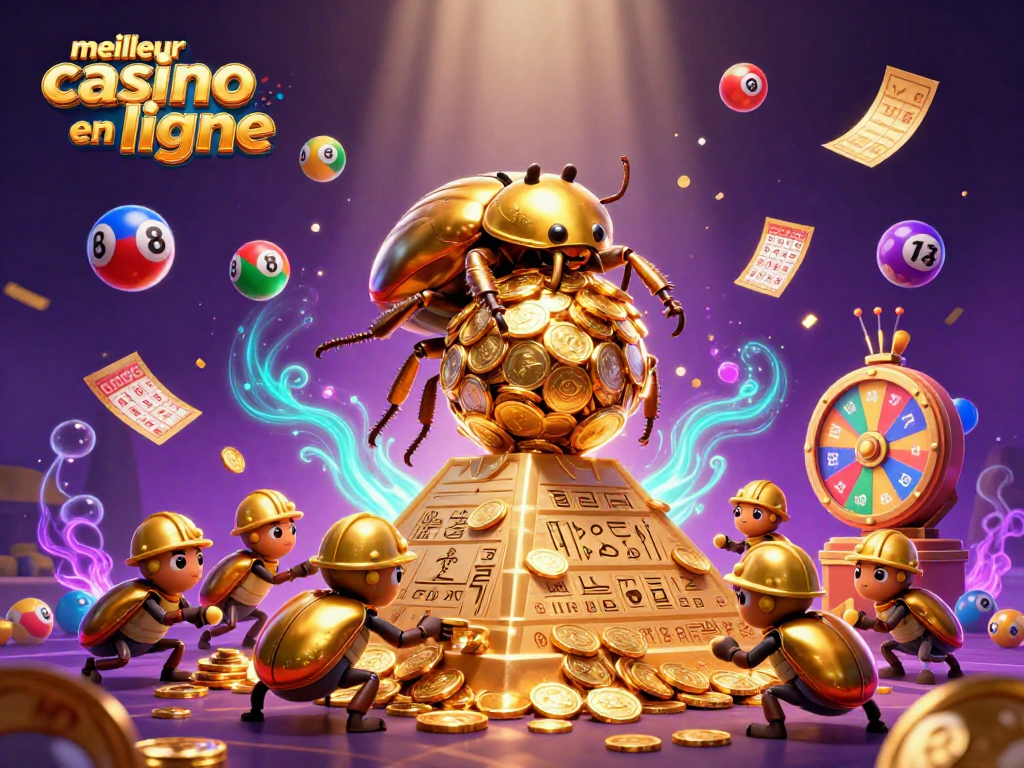 Découvrez le meilleur casino en ligne avec l'illustration dynamique de jeux de casino captivants.