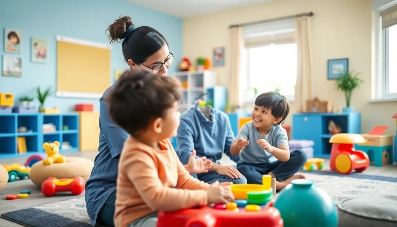 Child engaging in ABA therapy in Livonia with a therapist in a bright and colorful room.