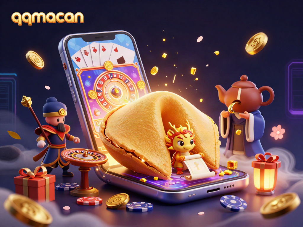 Experience the thrill of qqmacan with a vibrant scene of fortune and luck in a casino setting.