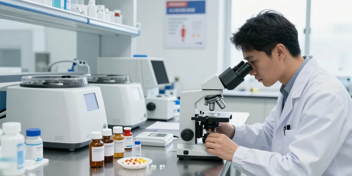 Deus Medical scientist analyzing hormone samples in a modern lab.