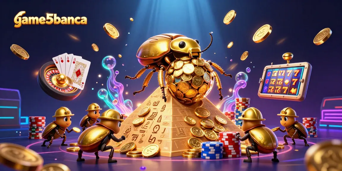 Game5banca offers thrilling gameplay with golden coins and a vibrant casino scene.