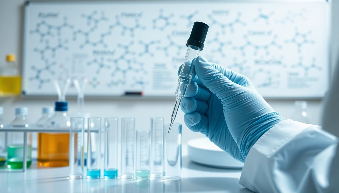 Scientist measuring ion peptide samples in a laboratory with precision tools.