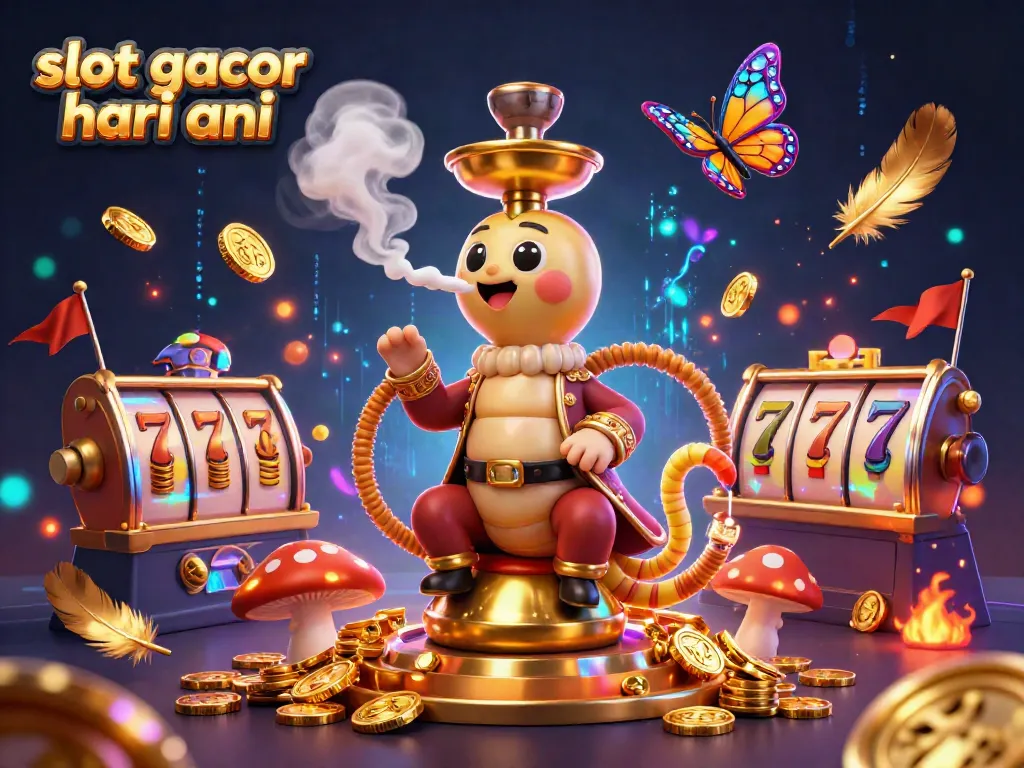Menggali slot gacor hari ini dengan ilustrasi kasino berwarna, menampilkan berbagai simbol mesin slot.