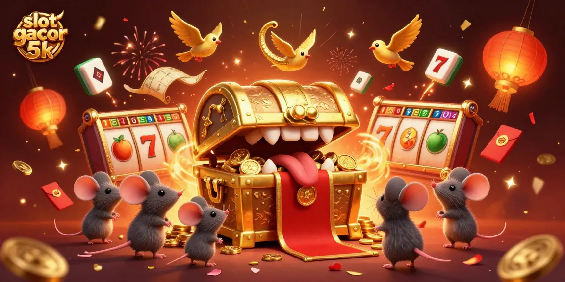 Engage with slot gacor 5k: Exciting 3D casino illustration featuring treasure and rewards.