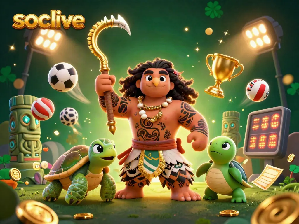 Socolive showcases a vibrant scene of a hawk and turtle celebrating sports betting with dynamic elements.