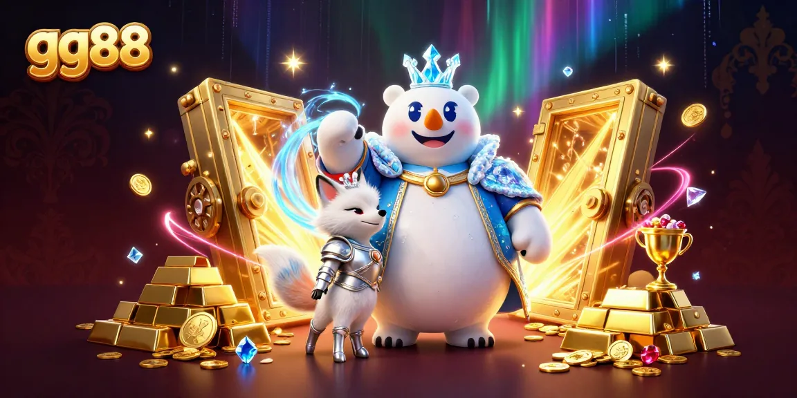 Experience thrilling jackpots at gg88 with a cartoon ice king polar bear and treasure galore in the casino!