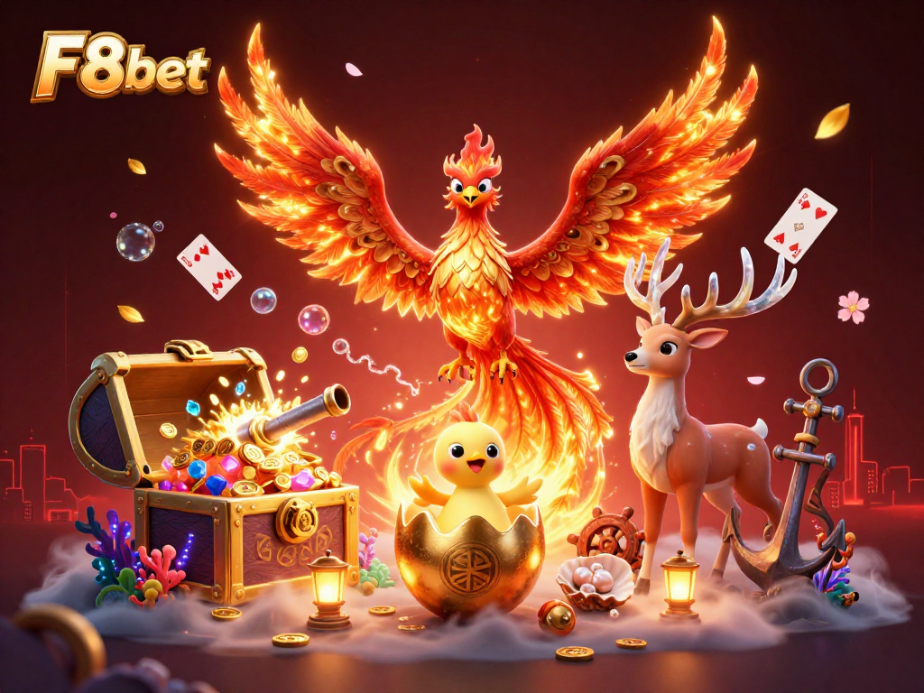 Experience thrilling gaming excitement at F8bet with vibrant phoenix, games, and treasures!