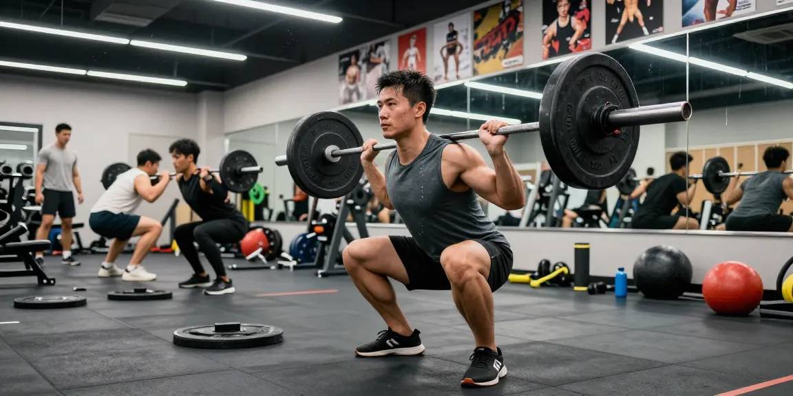 Muscular man lifting weights showcasing Selliza Steroids benefits in a vibrant gym environment.